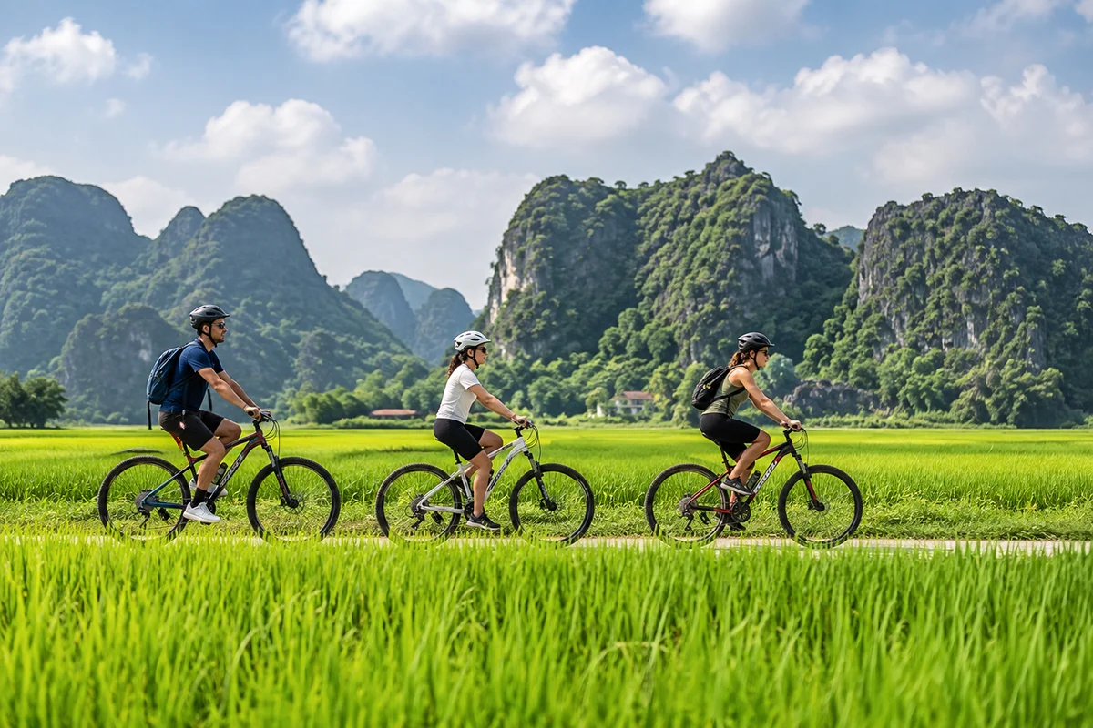 Cycling Through the Rice Fields of Tam Coc